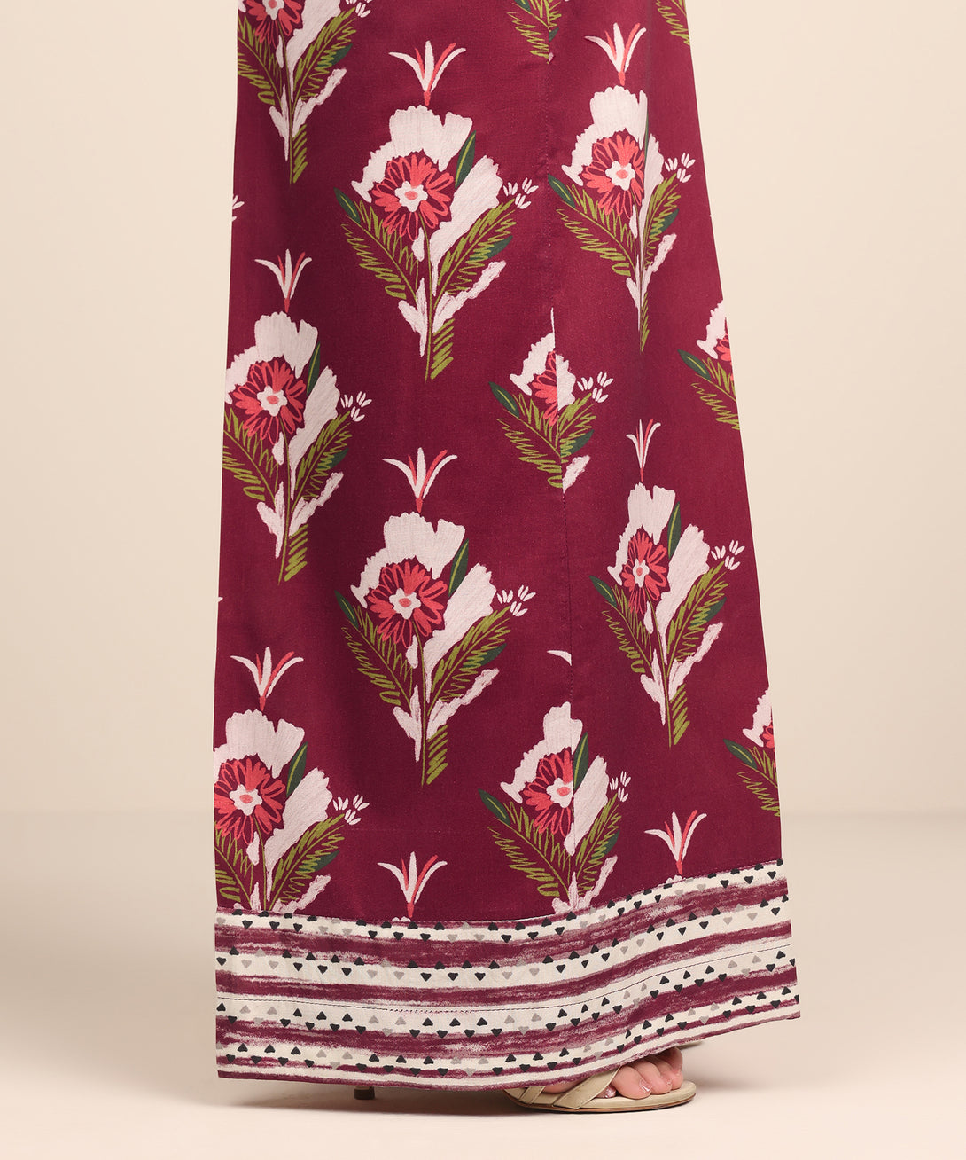 Women's RTW Cotton Viscose Red Printed Flared Pants