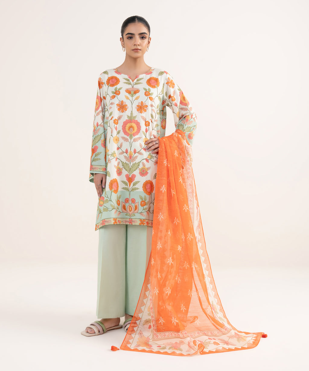 Printed Net Dupatta