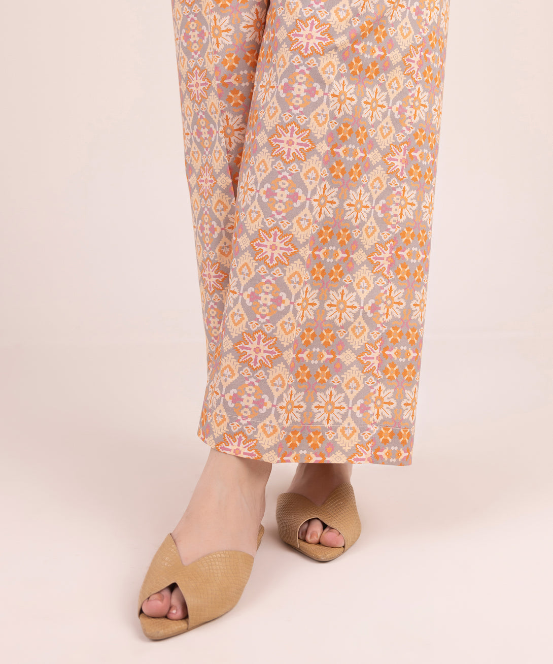 Women's RTW Cambric Printed Orange Culottes