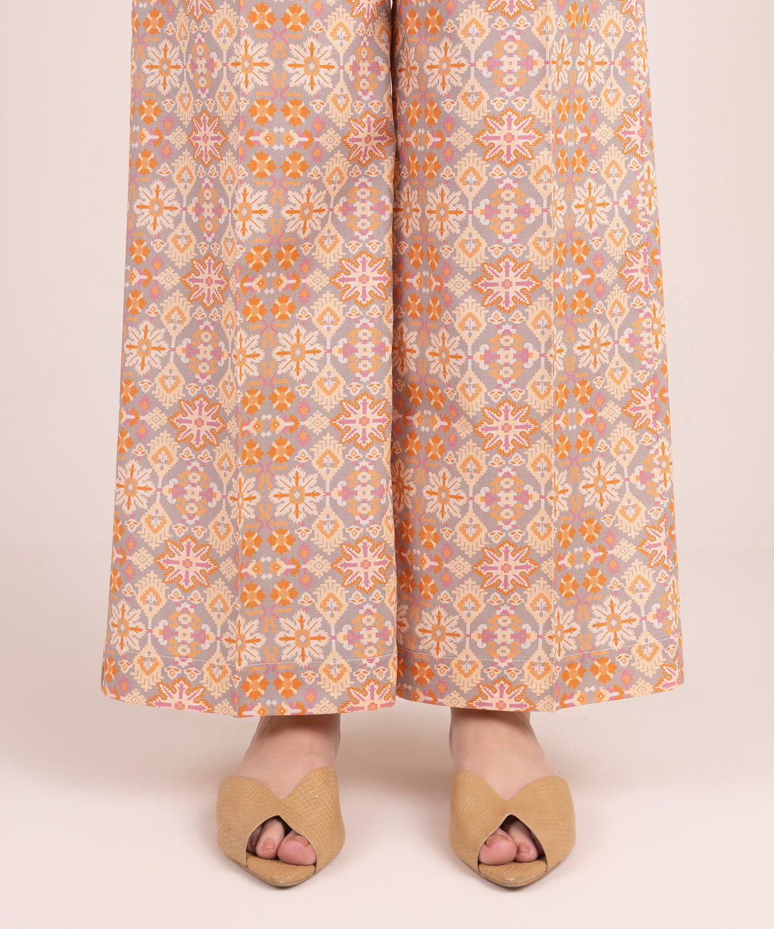 Women's RTW Cambric Printed Orange Culottes