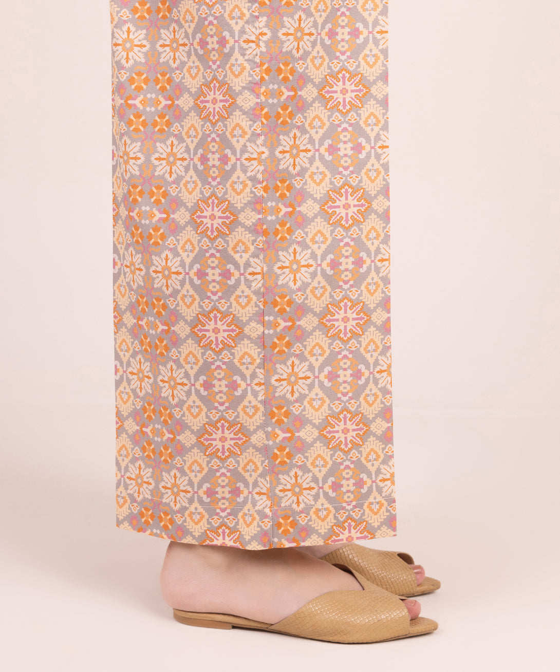 Women's RTW Cambric Printed Orange Culottes