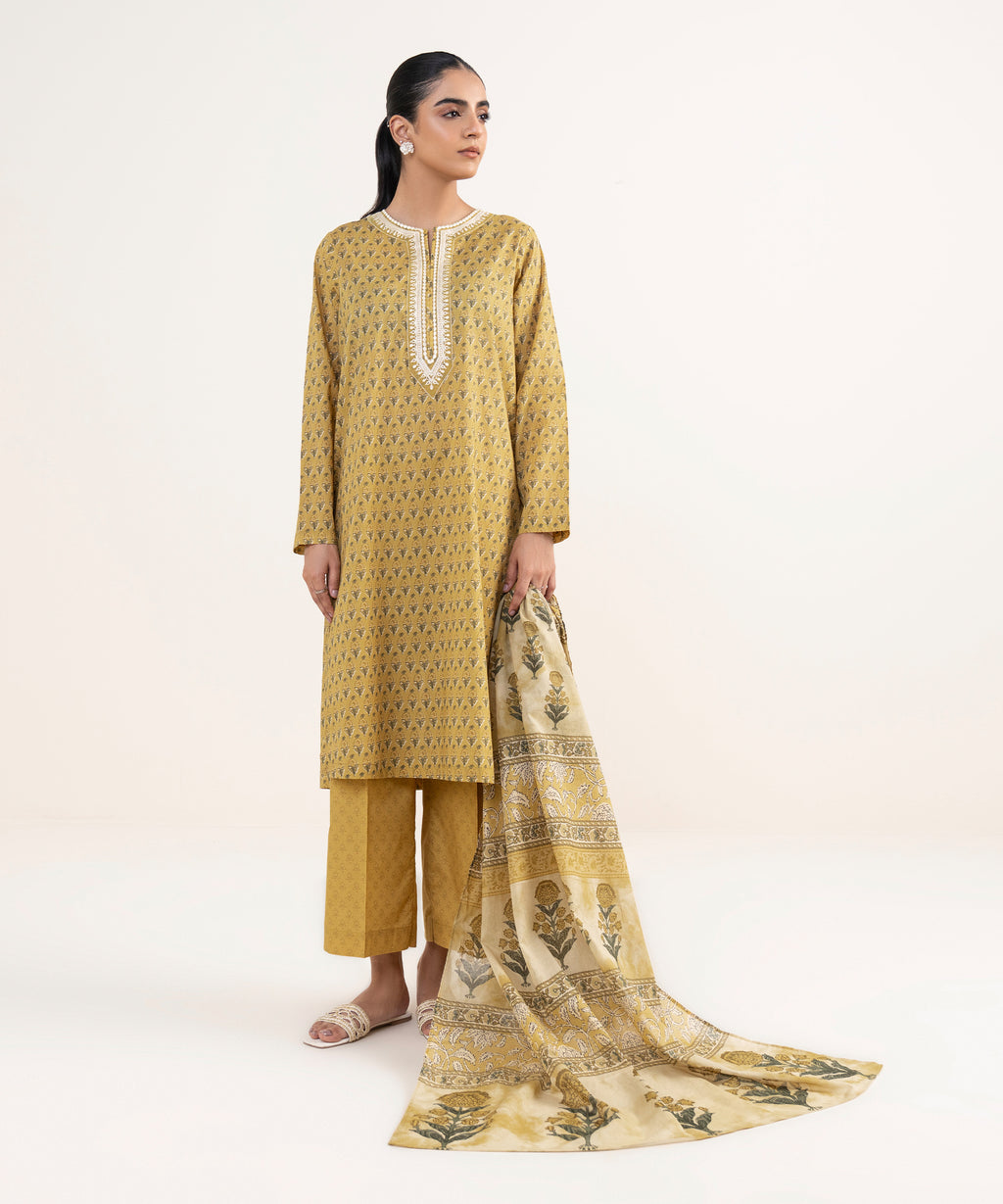 Fine Volie Mustard Printed Dupatta