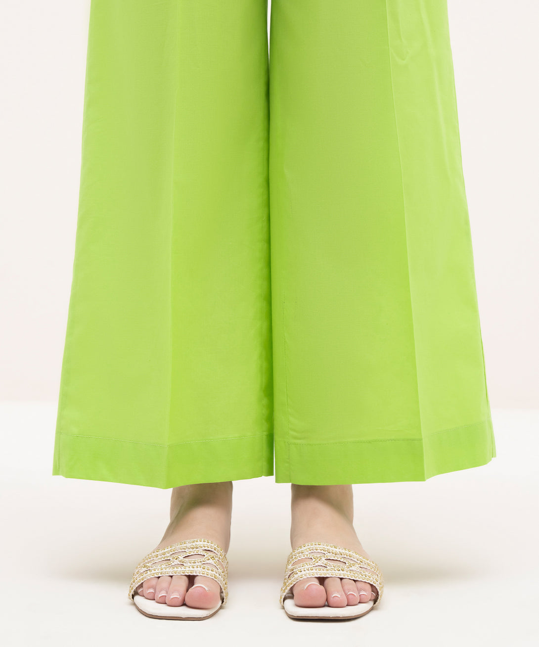 Women's RTW Cambric Green Solid Culottes