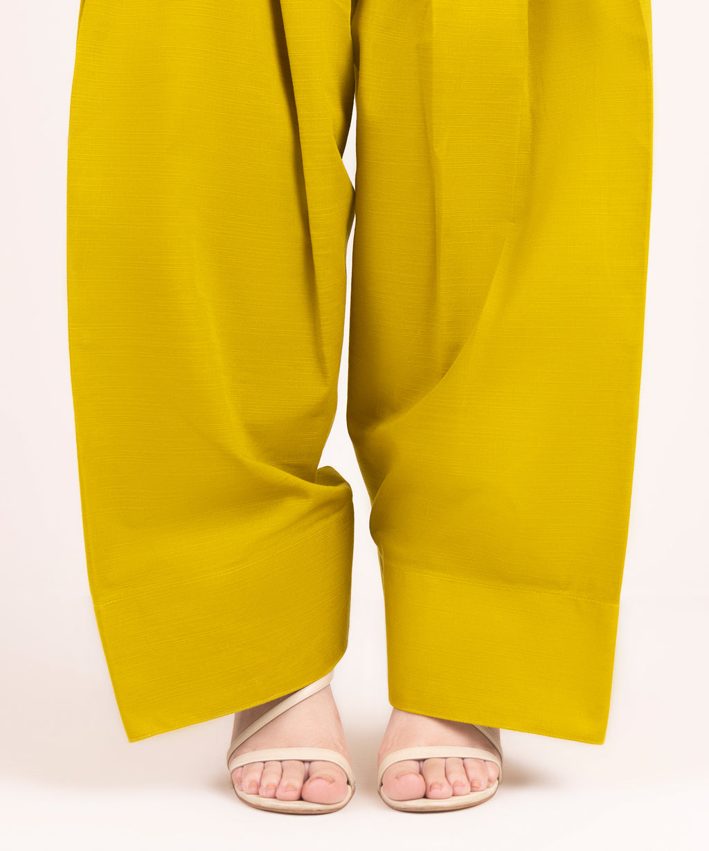 Women's RTW Khaddar Solid Green Farshi Shalwar