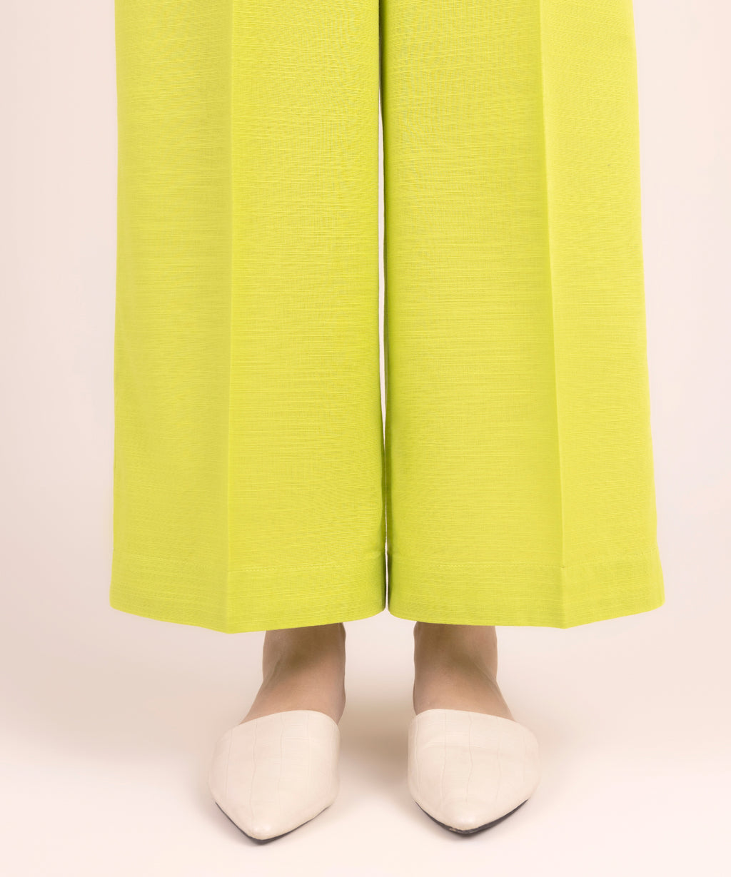 Women's RTW Khaddar Solid Green Culottes