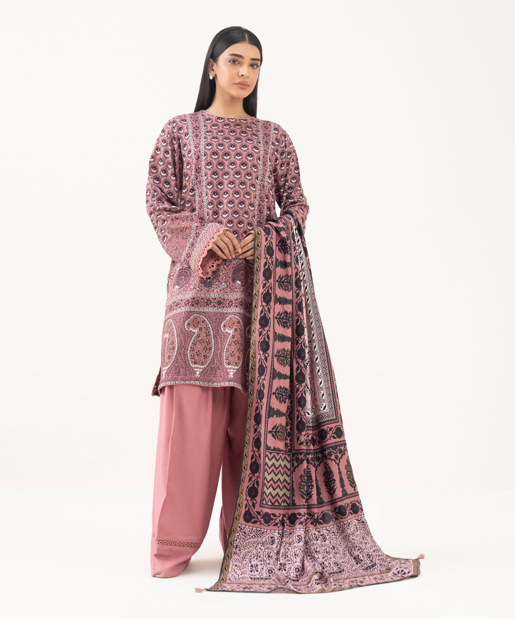 Linen Viscose Printed Pink Dupatta