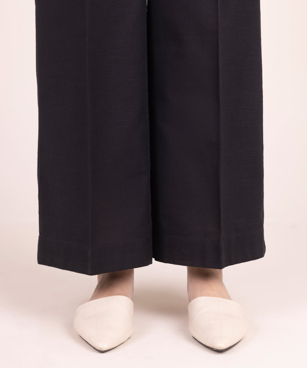 Women's RTW Khaddar Solid Black Culottes