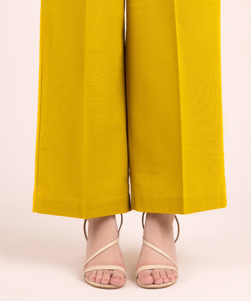 Women's RTW Khaddar Solid Mustard Culottes