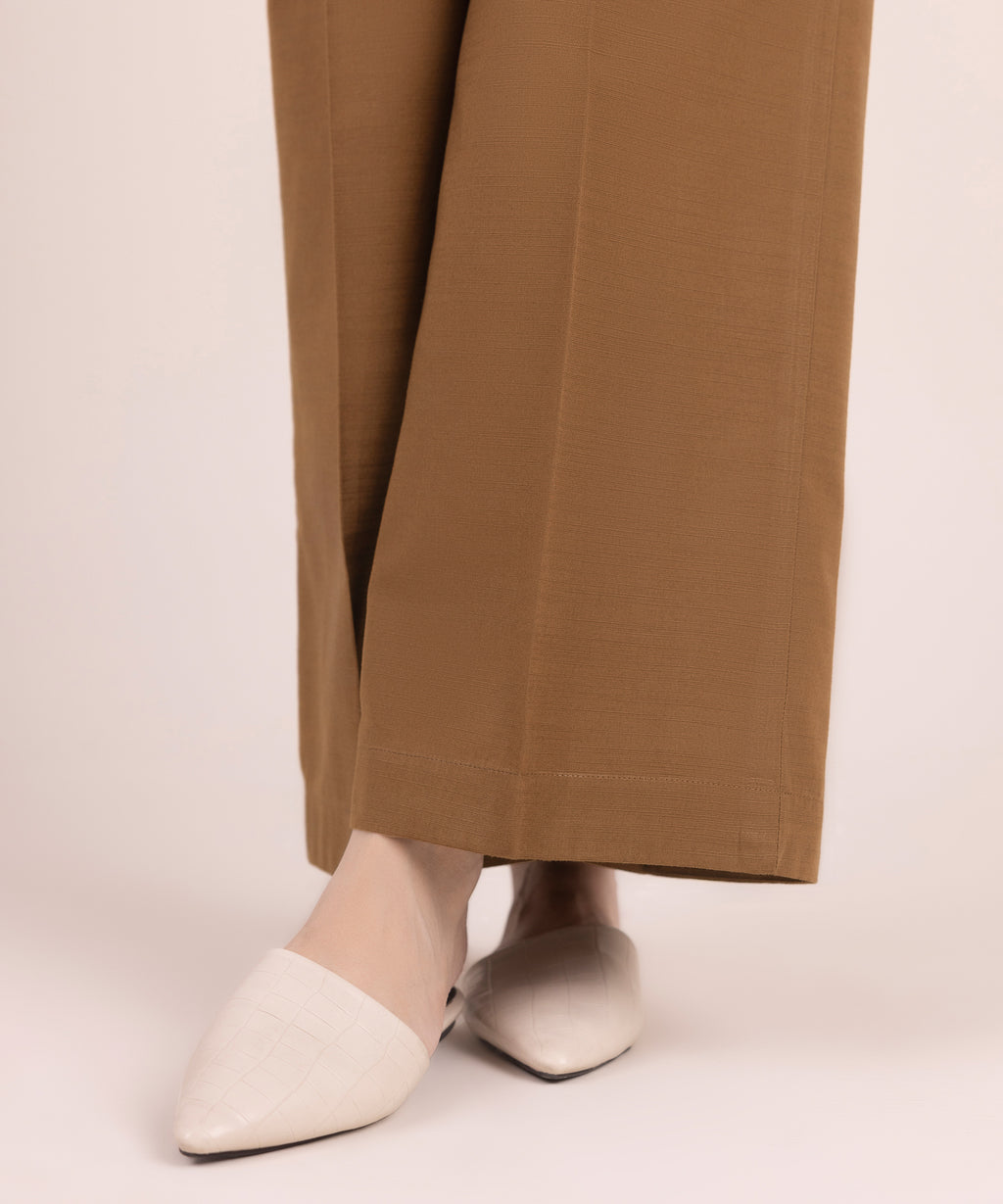Women's RTW Khaddar Solid Brown Culottes