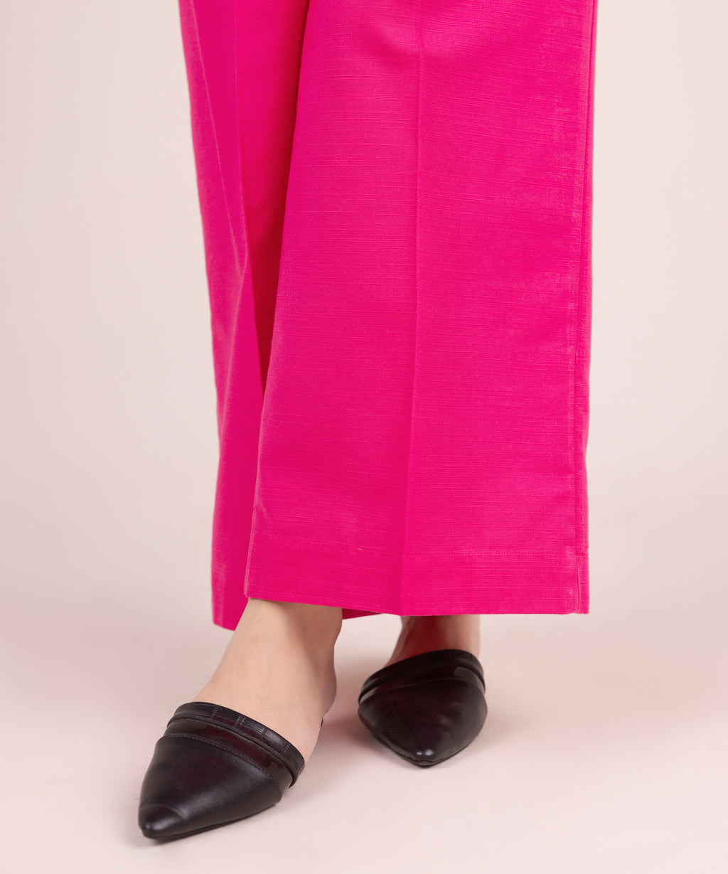 Women's RTW Khaddar Solid Pink Culottes