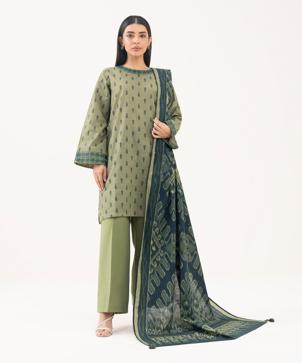 Light Khaddar Printed Blue Dupatta
