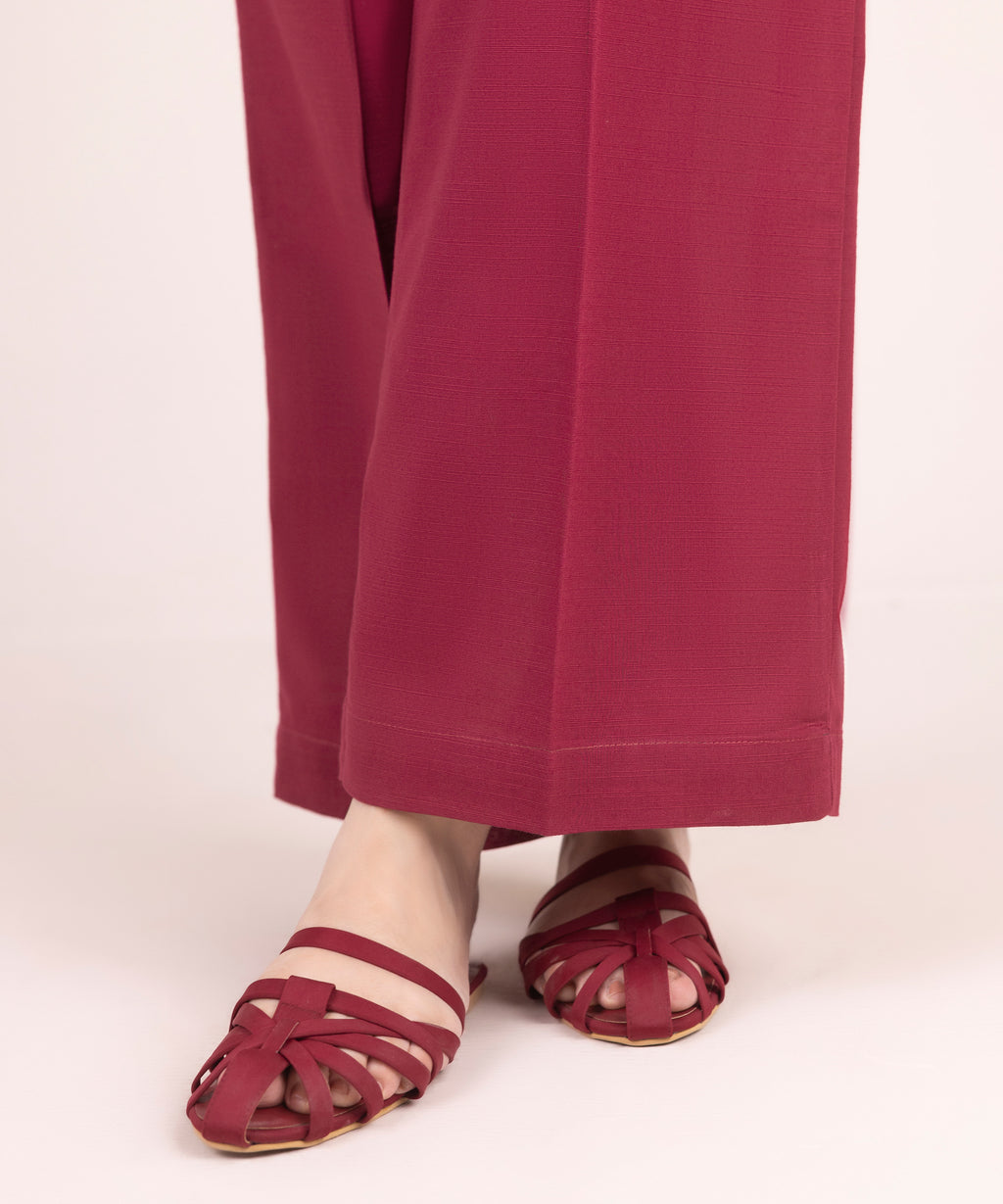 Women's RTW Khaddar Solid Pink Culottes