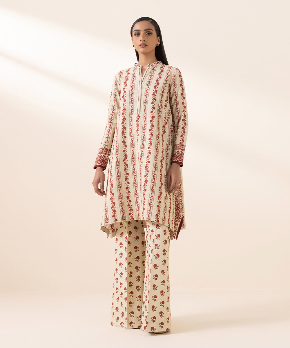 Women's Unstitched Light Khaddar Multi Printed 2 Piece Suit 