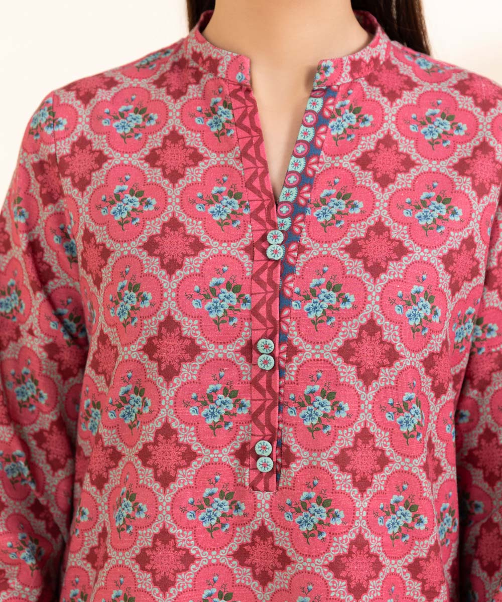 Women's Unstitched Printed Light Khaddar Three Piece Suit