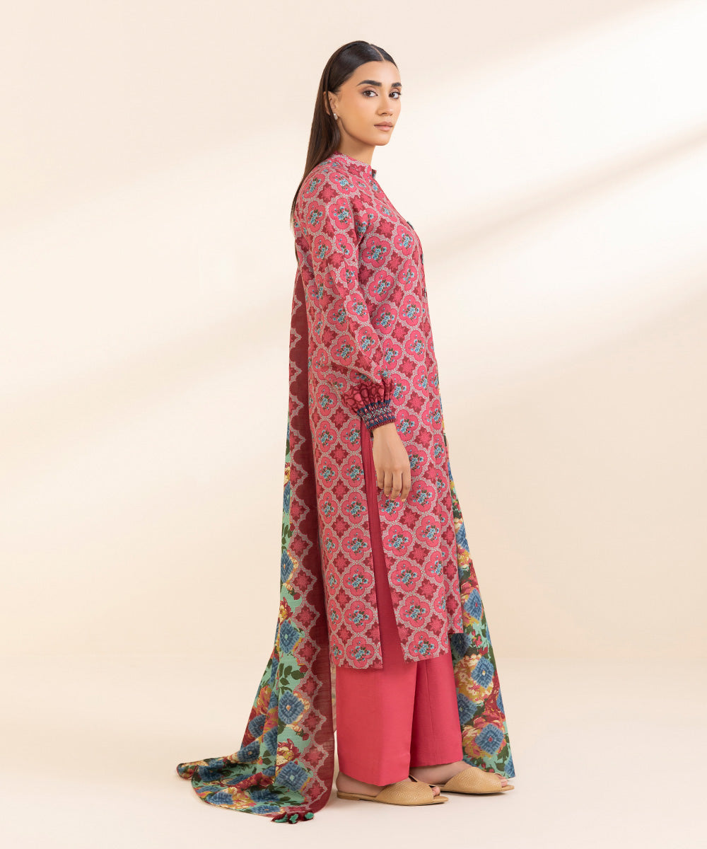 Women's Unstitched Printed Light Khaddar Three Piece Suit