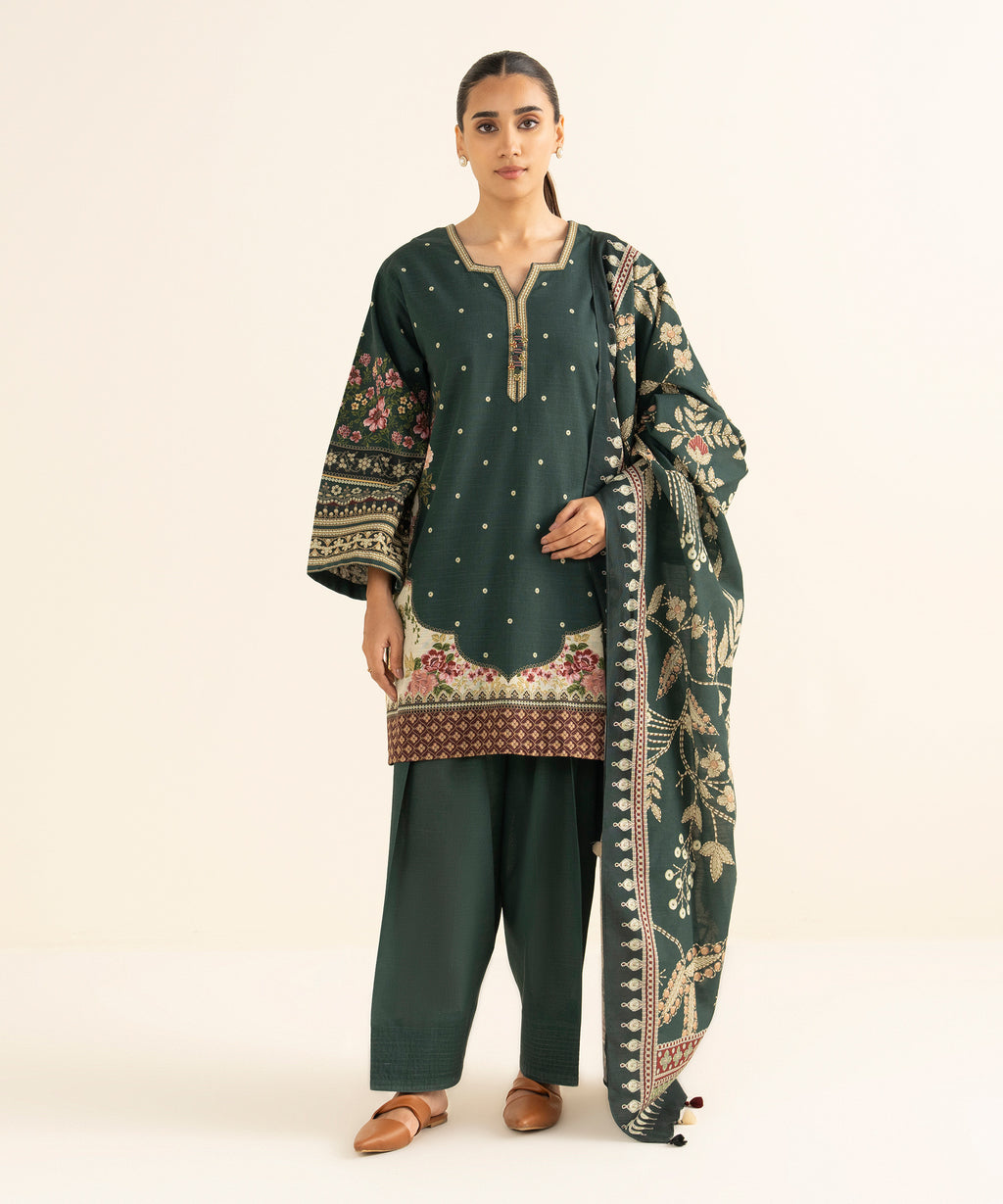 3 Piece - Printed Cotton Suit