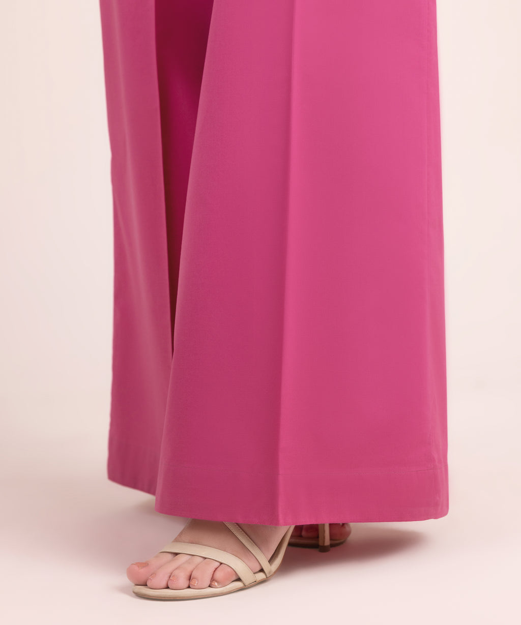 Women's RTW Multineps Solid Pink Flared Pants