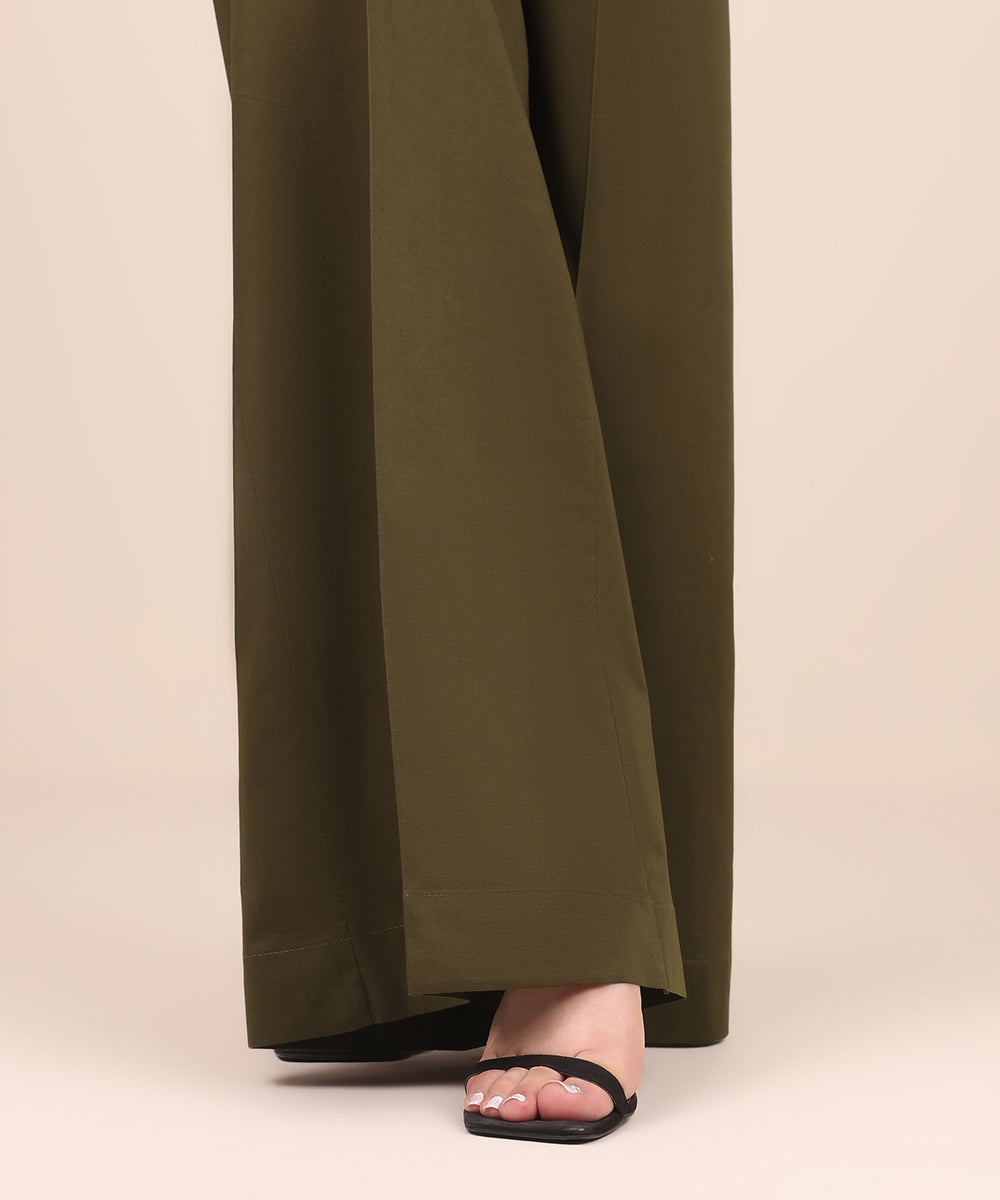 Women's Pret Cambric Green Solid Culottes