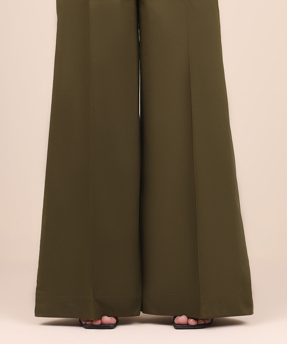 Women's Pret Cambric Green Solid Culottes