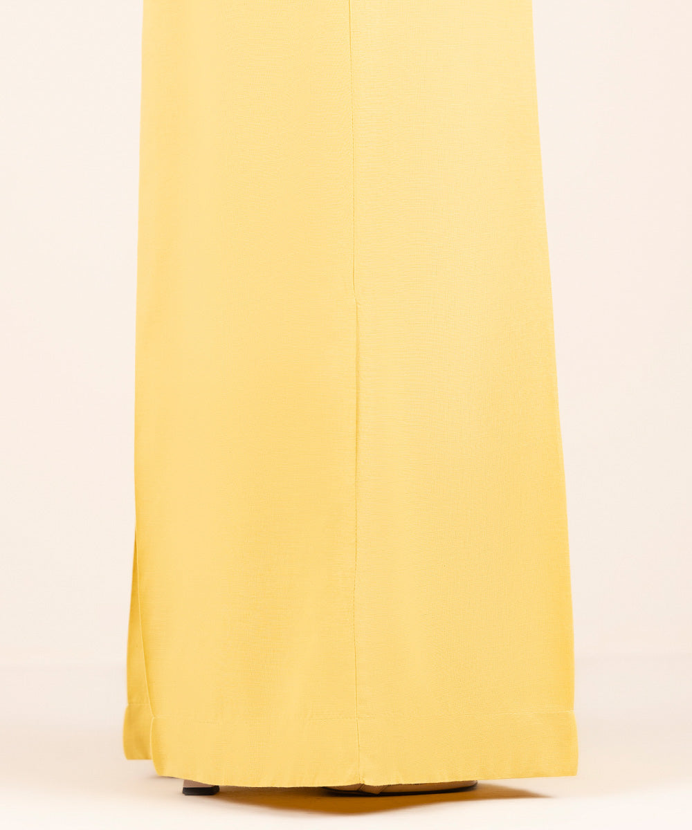 Women's Pret Cambric Yellow Solid Culottes