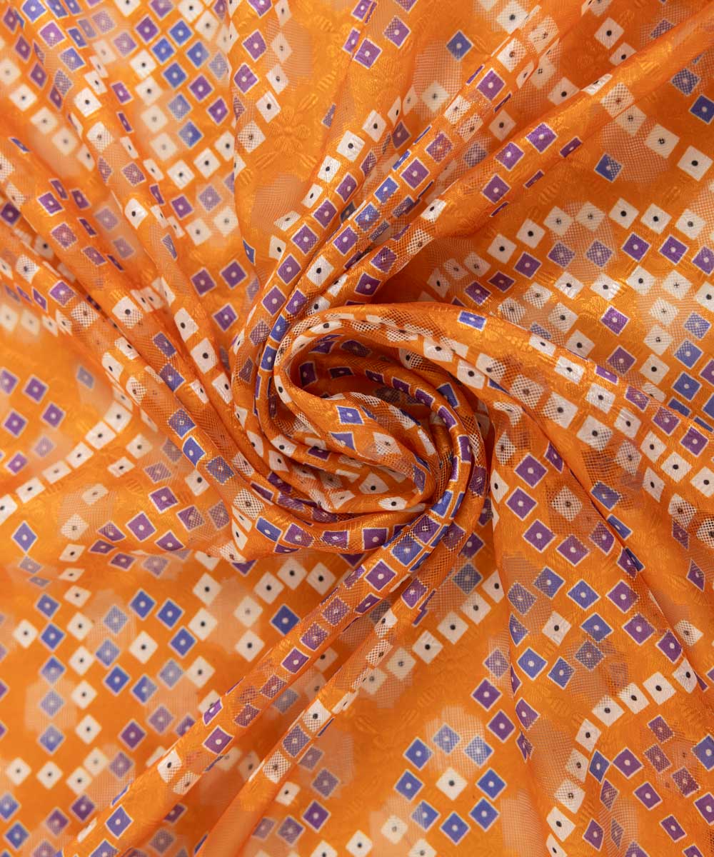 Brochea Jacquard Orange Printed Dupatta