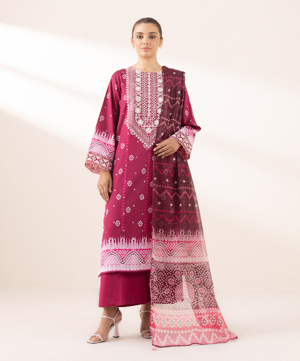 Manaar Pink Printed Dupatta