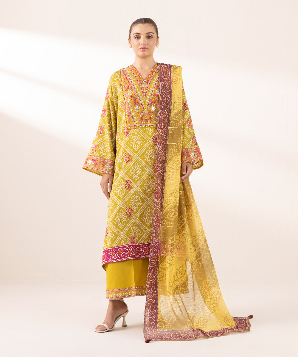 Manaar Yellow Printed Dupatta