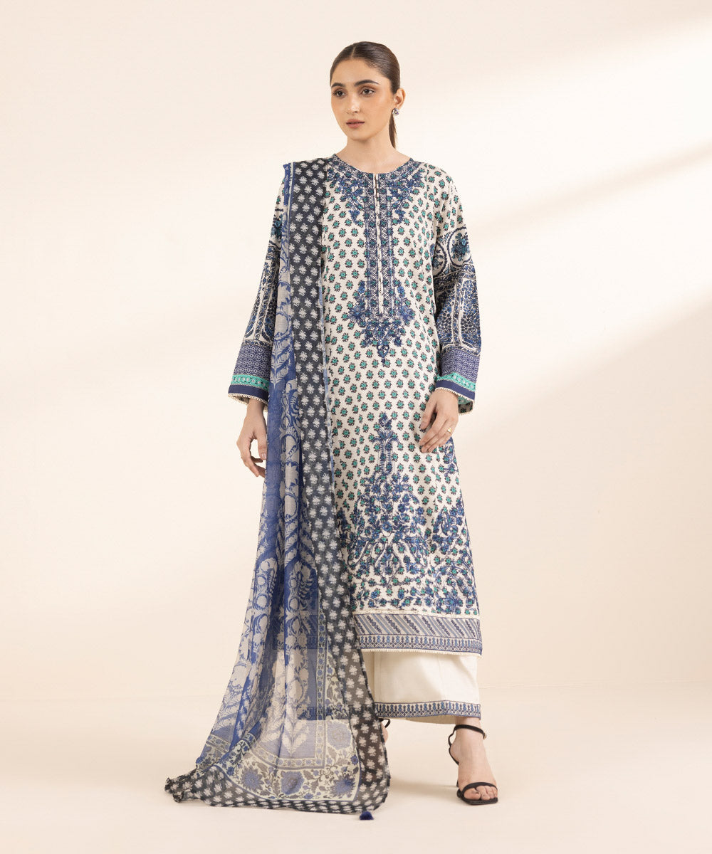 Manaar Blue Printed Dupatta