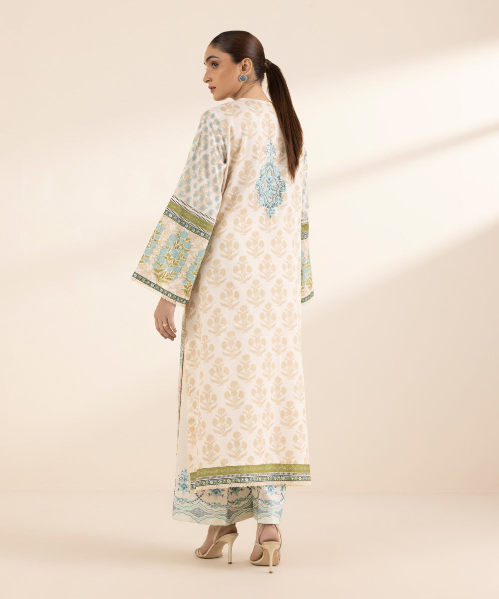 Women's RTW Cotton Satin Multi Embroidered A-Line Shirt