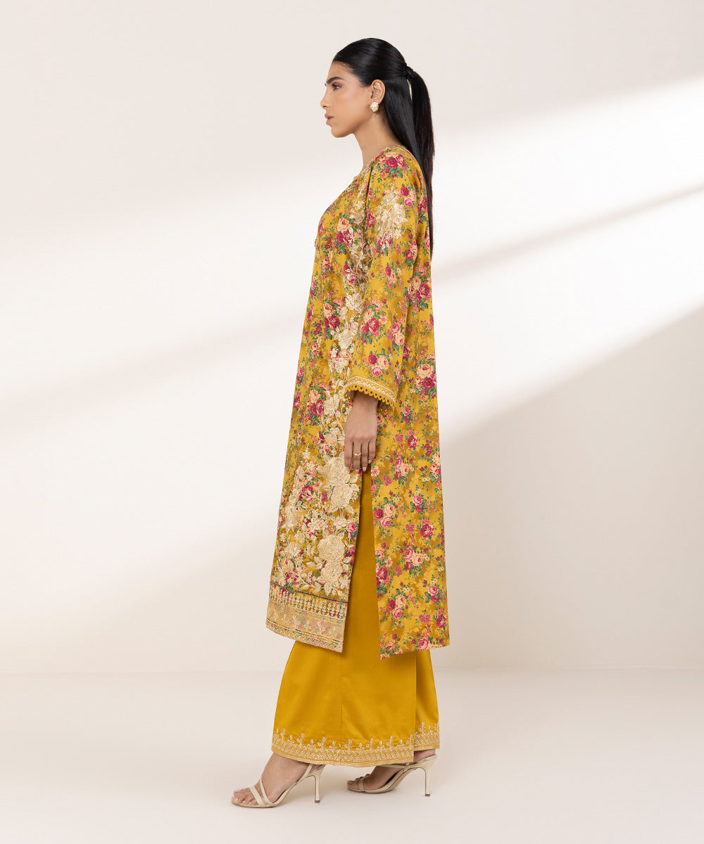 Women's RTW Cotton Satin Multi Embroidered A-Line Shirt