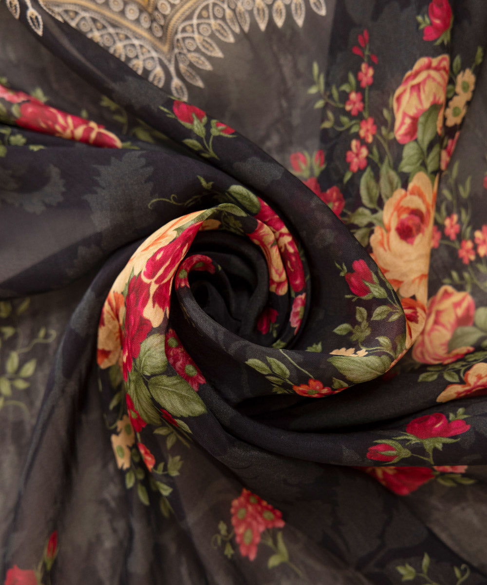 Bemberg Tissue Black Printed Dupatta