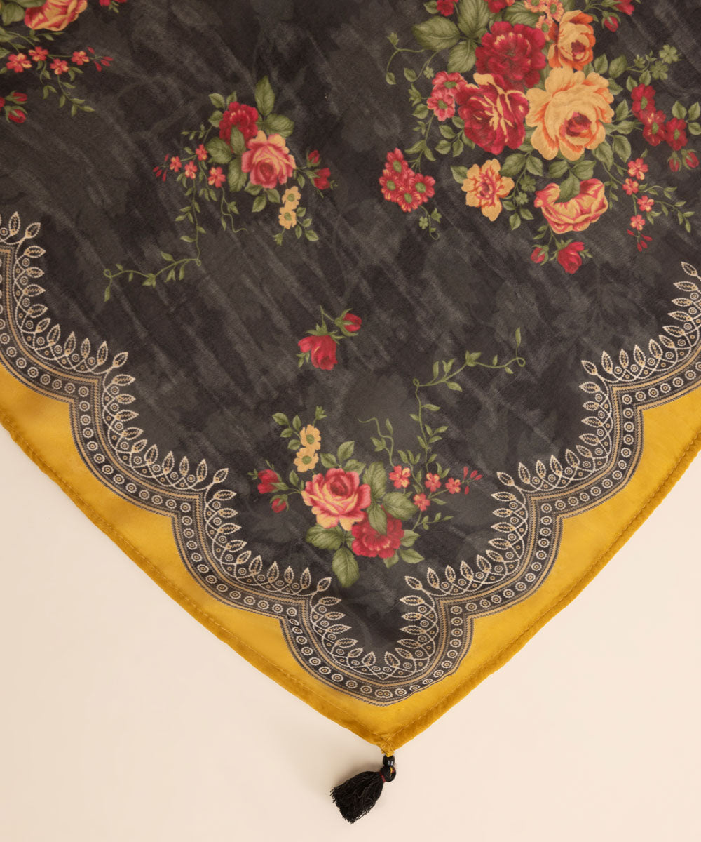 Bemberg Tissue Black Printed Dupatta
