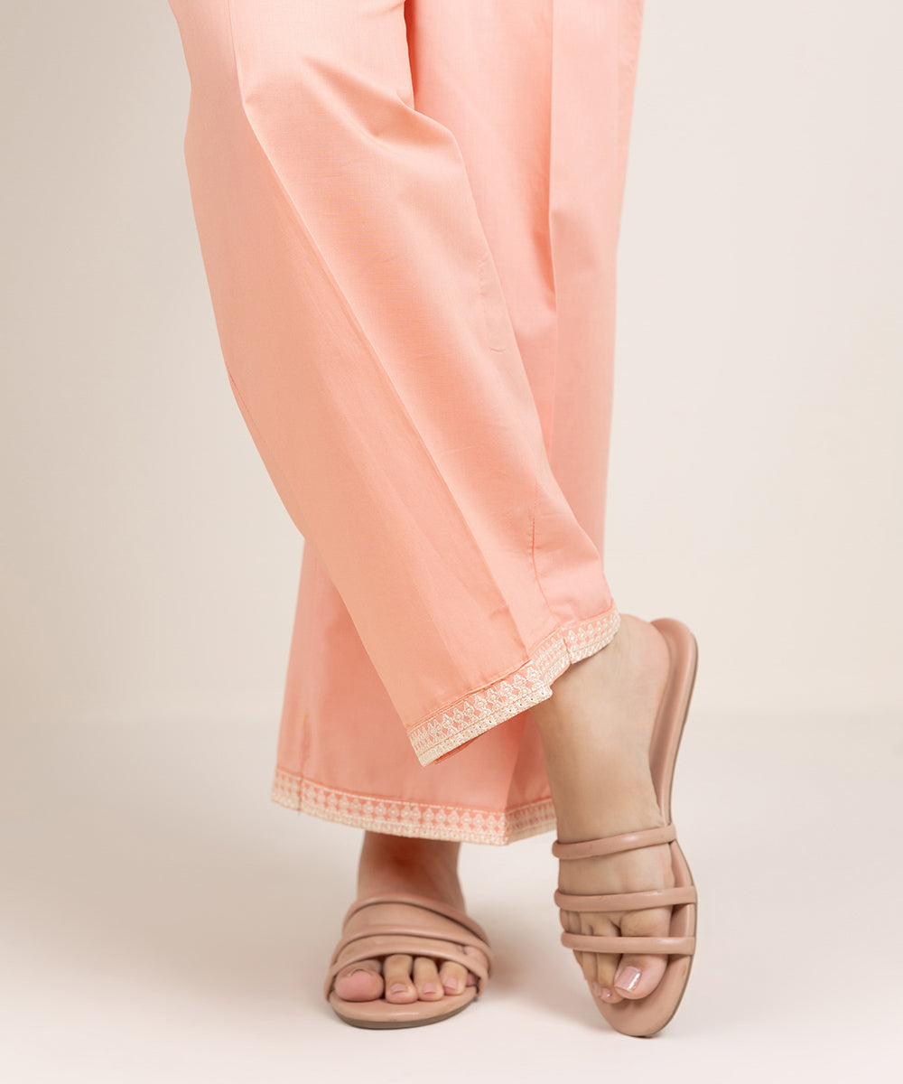 Women's Pret Cambric Embroidered Pink Culottes