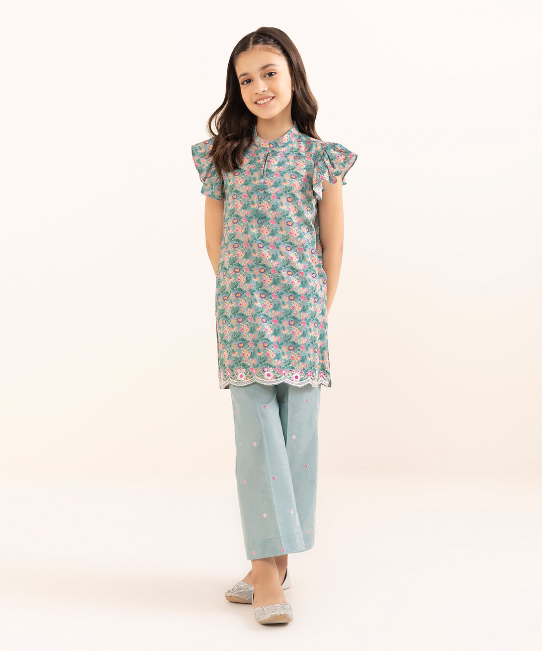 Mommy & Me Girls Two Piece Arabic Lawn Printed Suit