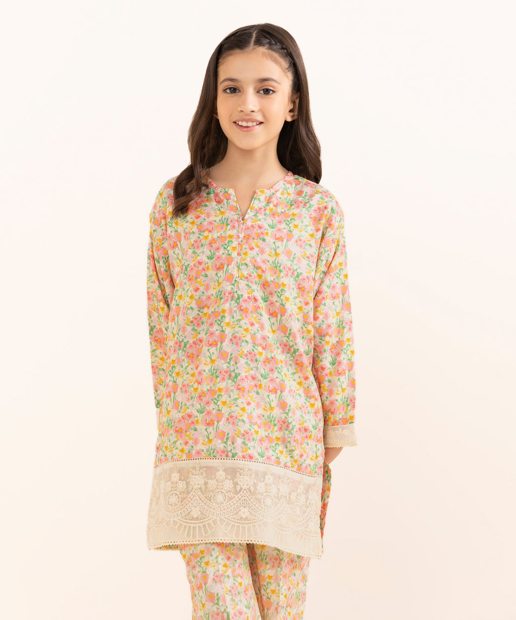 Mommy & Me Girls Two Piece Arabic Lawn Printed Suit