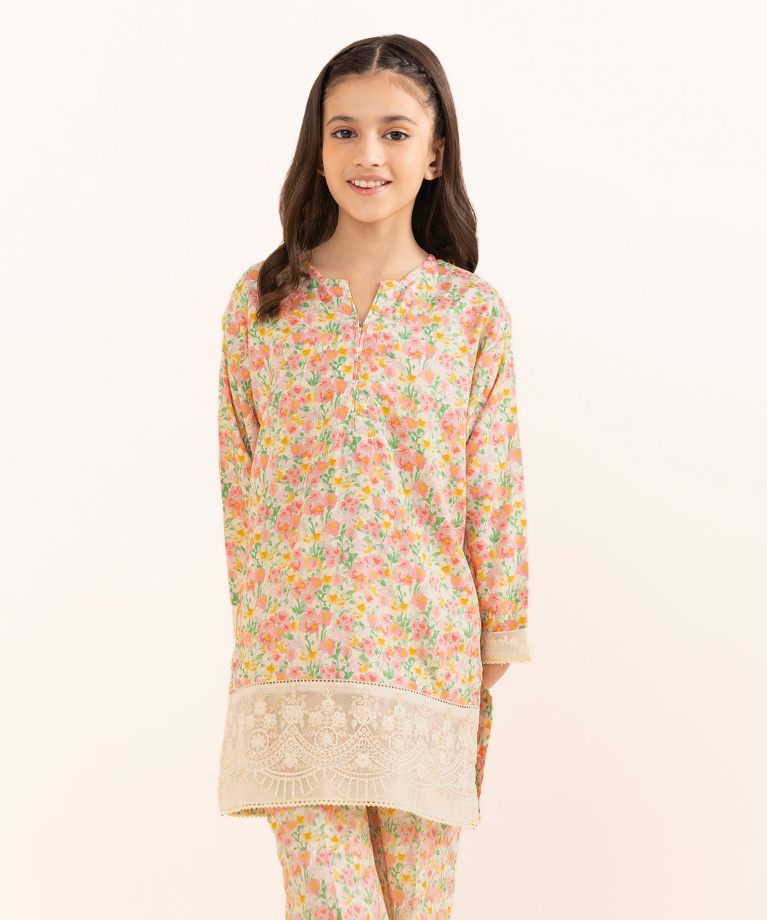 Mommy & Me Girls Two Piece Arabic Lawn Printed Suit