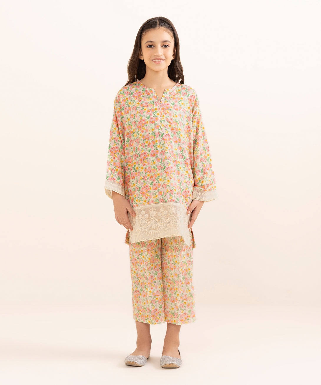 Mommy & Me Girls Two Piece Arabic Lawn Printed Suit