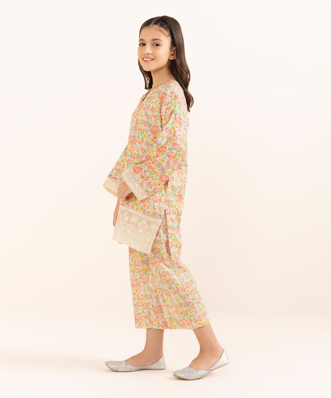 Mommy & Me Girls Two Piece Arabic Lawn Printed Suit