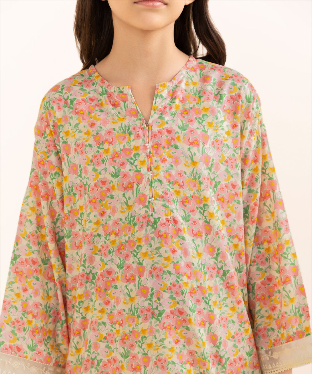 Mommy & Me Girls Two Piece Arabic Lawn Printed Suit