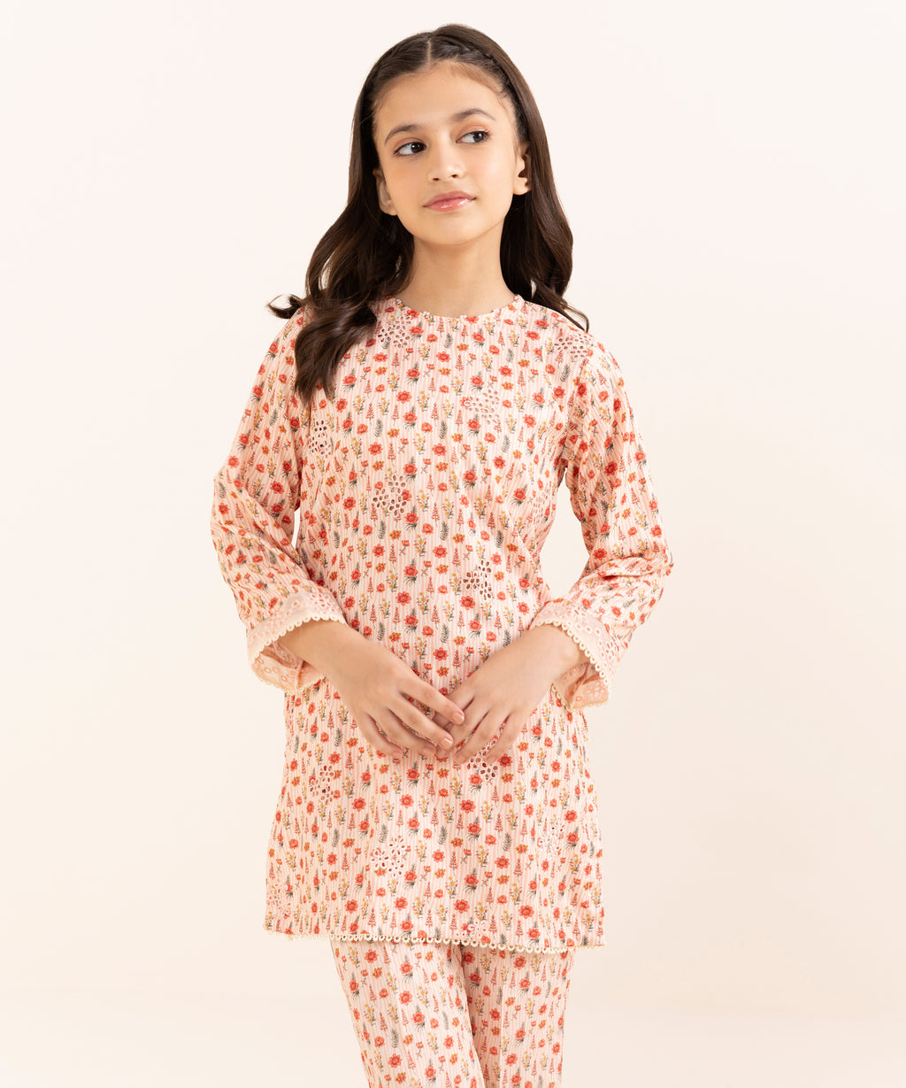 Mommy & Me Girls Two Piece Arabic Lawn Embroidered Suit