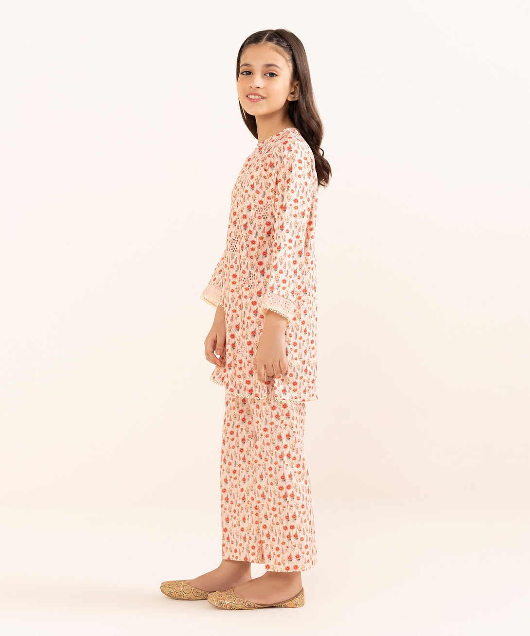 Mommy & Me Girls Two Piece Arabic Lawn Embroidered Suit