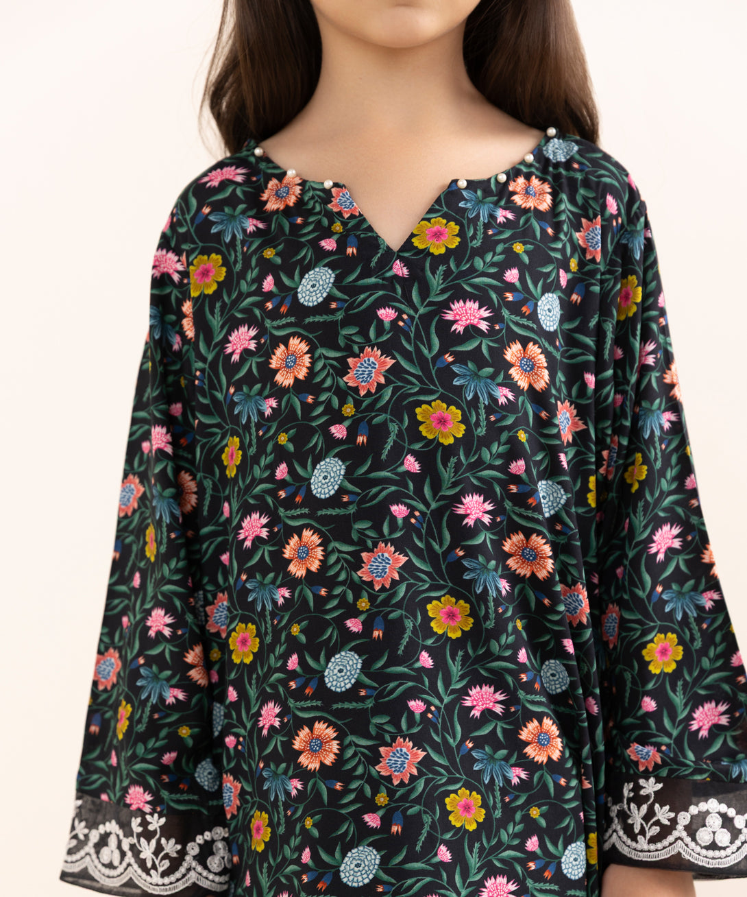 Mommy & Me Girls Two Piece Arabic Lawn Embroidered Suit