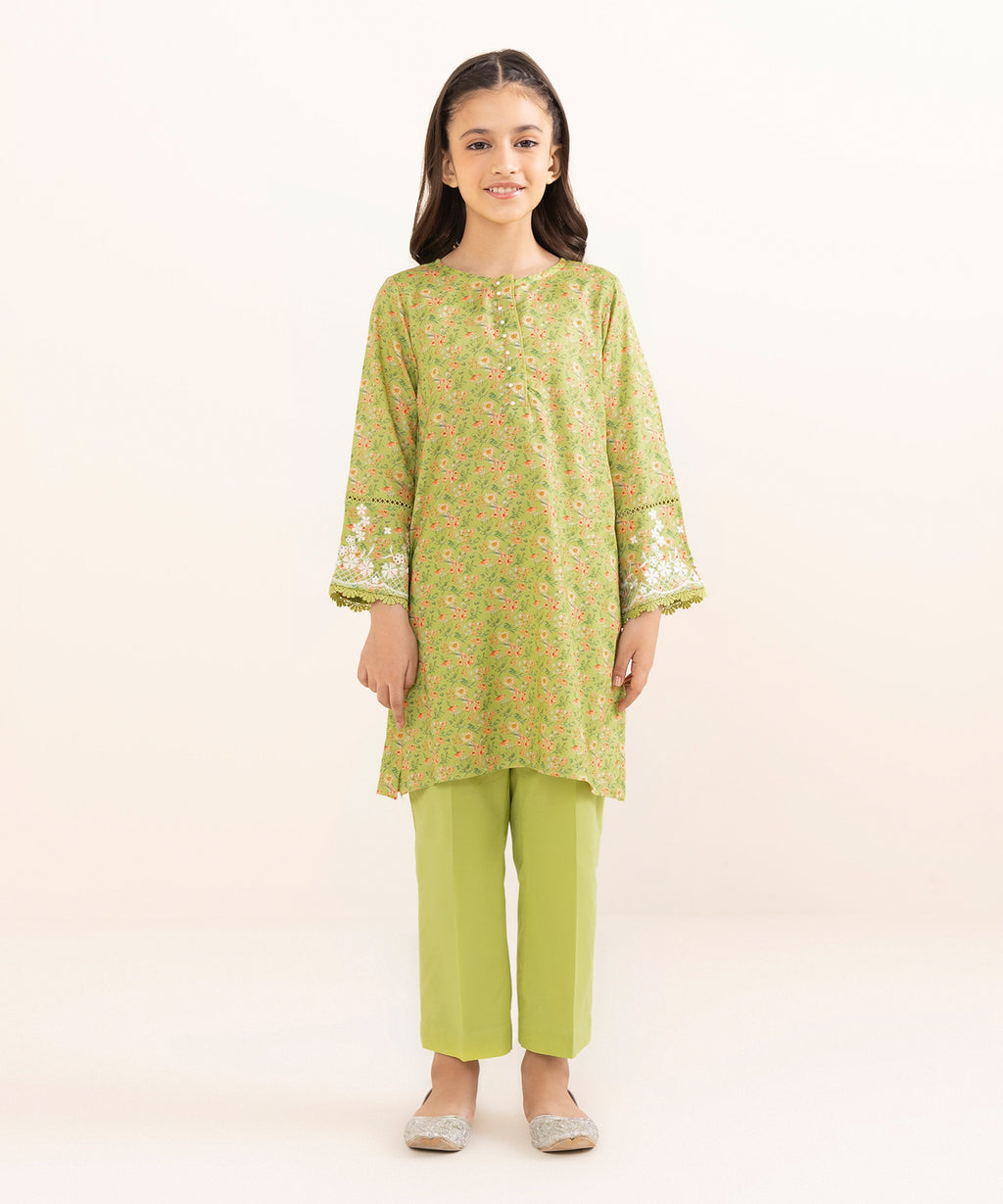 Mommy & Me Girls Two Piece Arabic Lawn Embroidered Suit