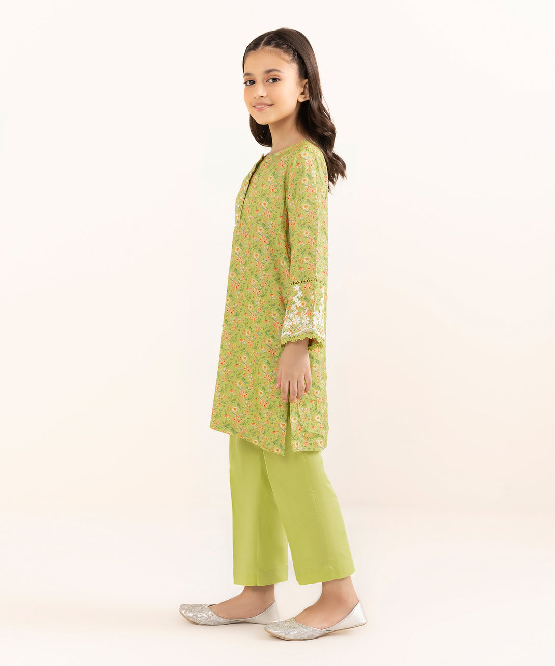 Mommy & Me Girls Two Piece Arabic Lawn Embroidered Suit