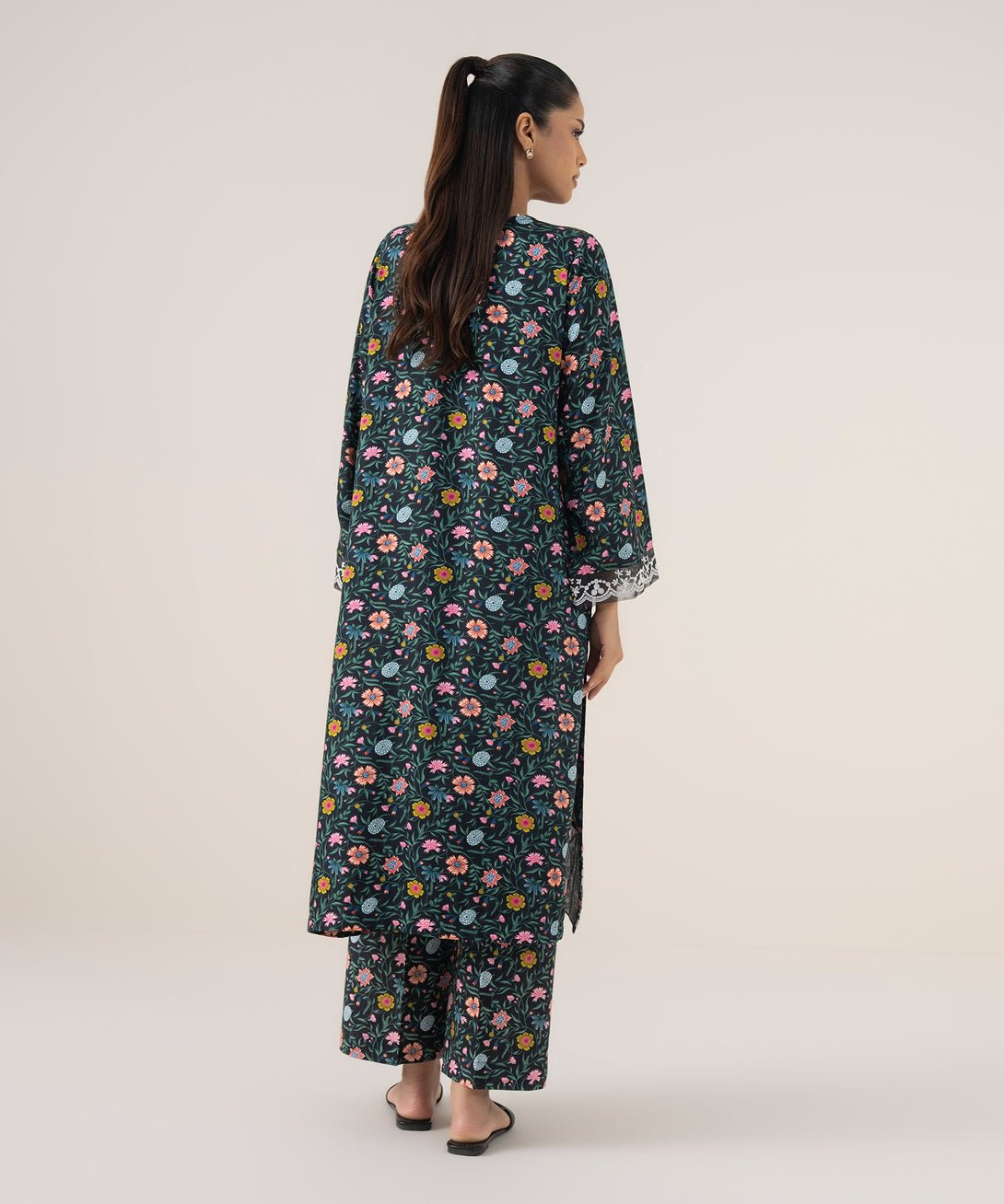 Women's RTW Arabic Lawn Multi Embroidered A-Line Shirt
