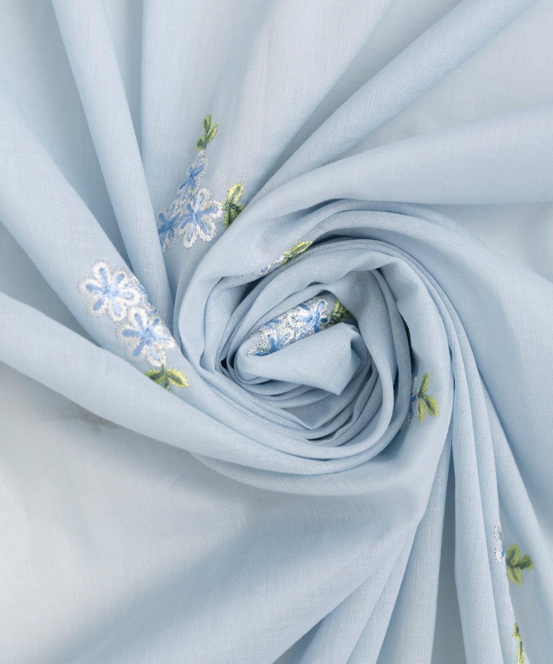 Fine Voile Blue Embroidered Dupatta