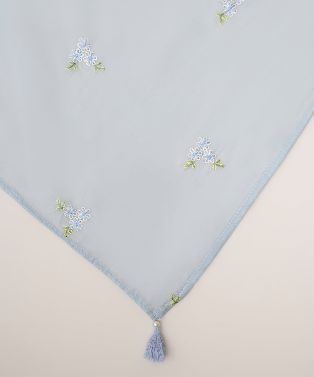 Fine Voile Blue Embroidered Dupatta