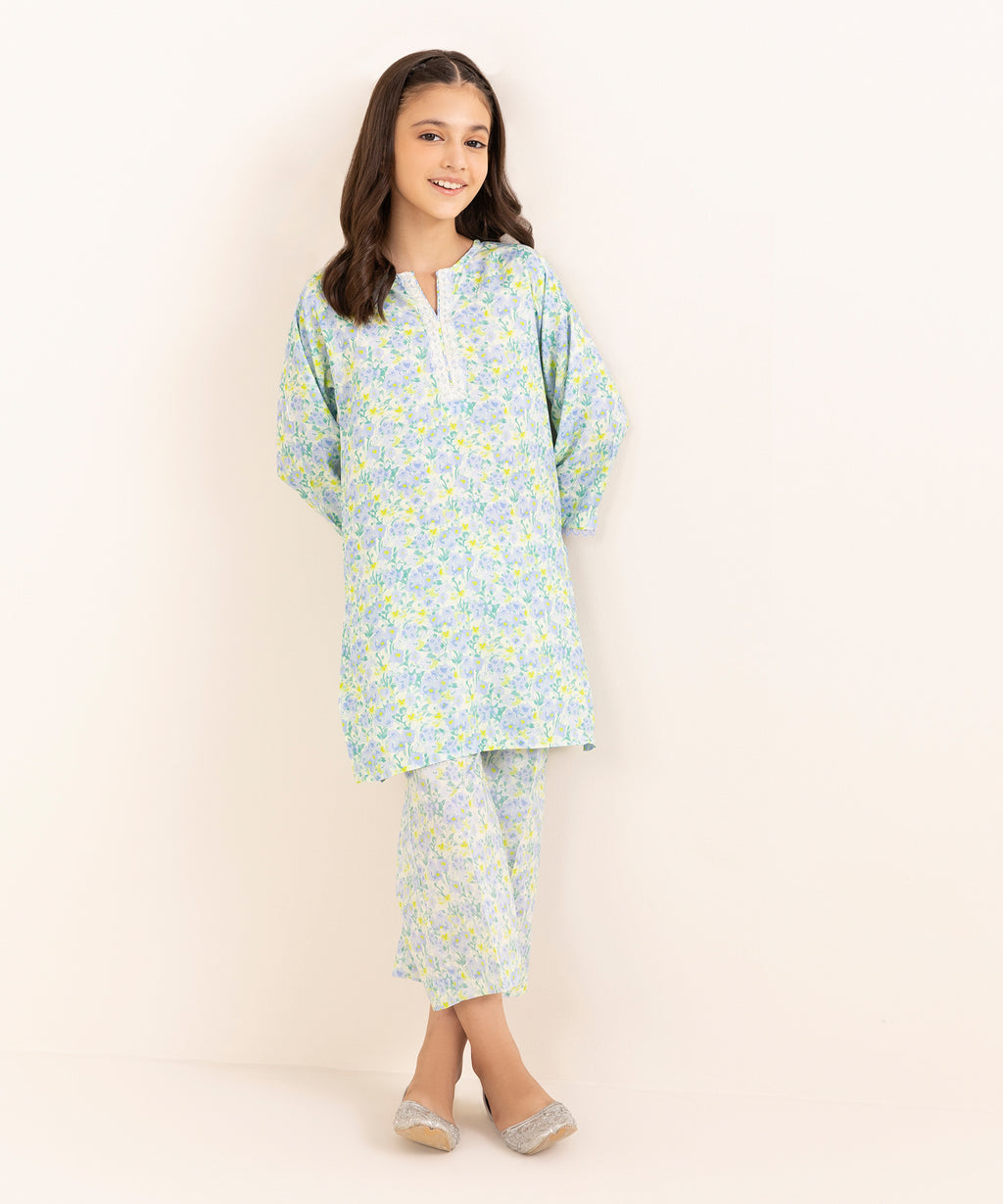 Mommy & Me Girls Two Piece Arabic Lawn Embroidered Suit
