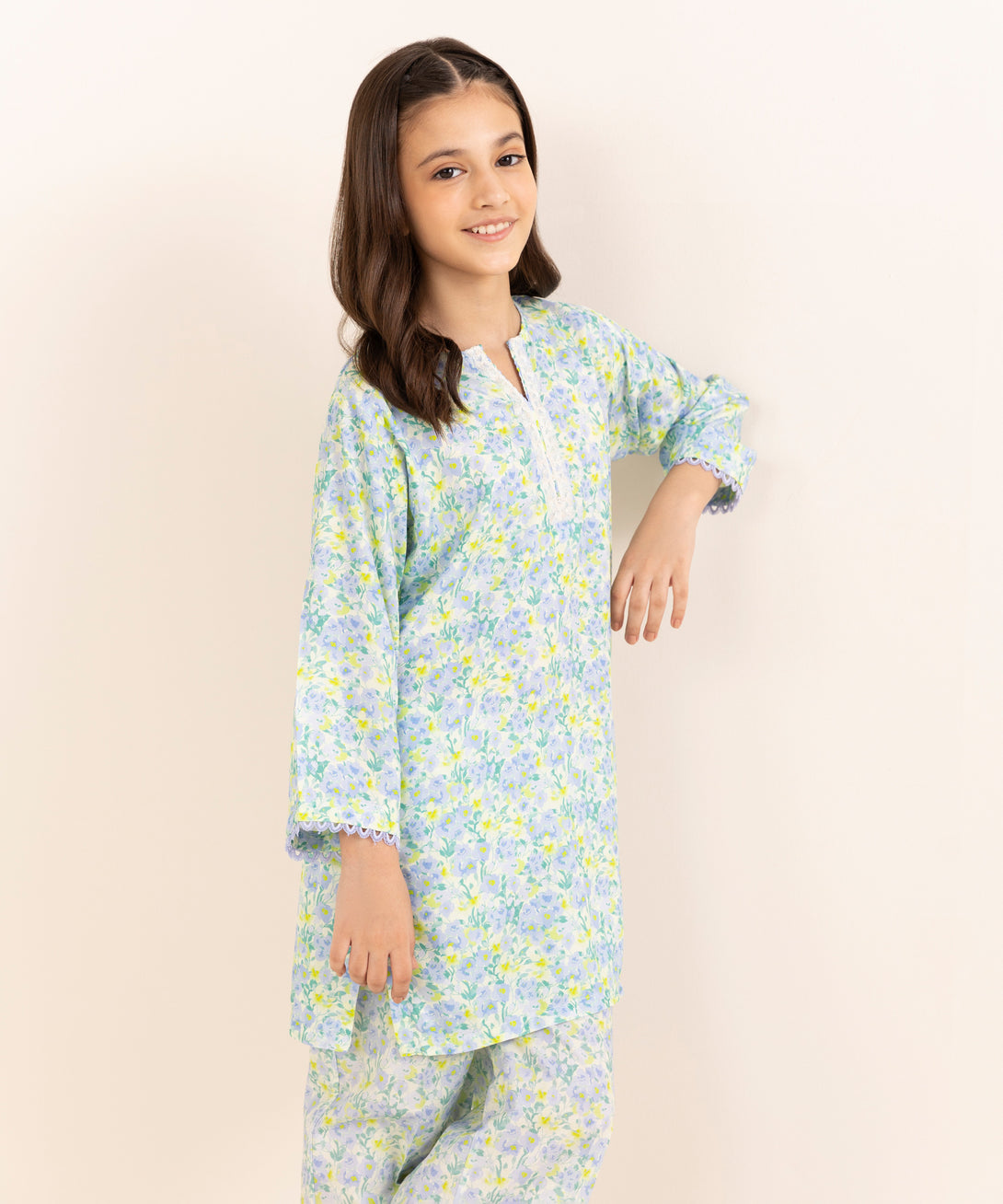 Mommy & Me Girls Two Piece Arabic Lawn Embroidered Suit