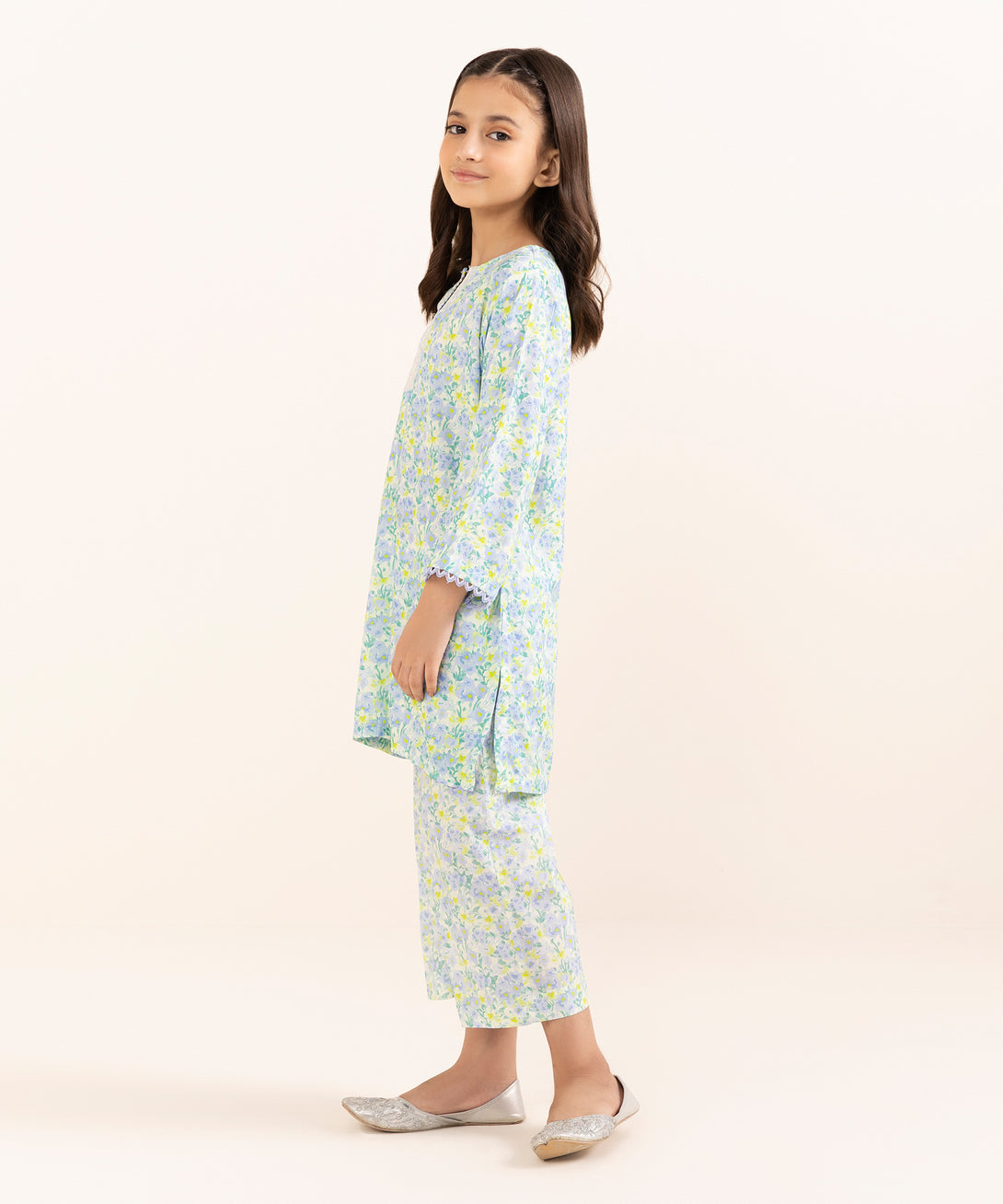 Mommy & Me Girls Two Piece Arabic Lawn Embroidered Suit
